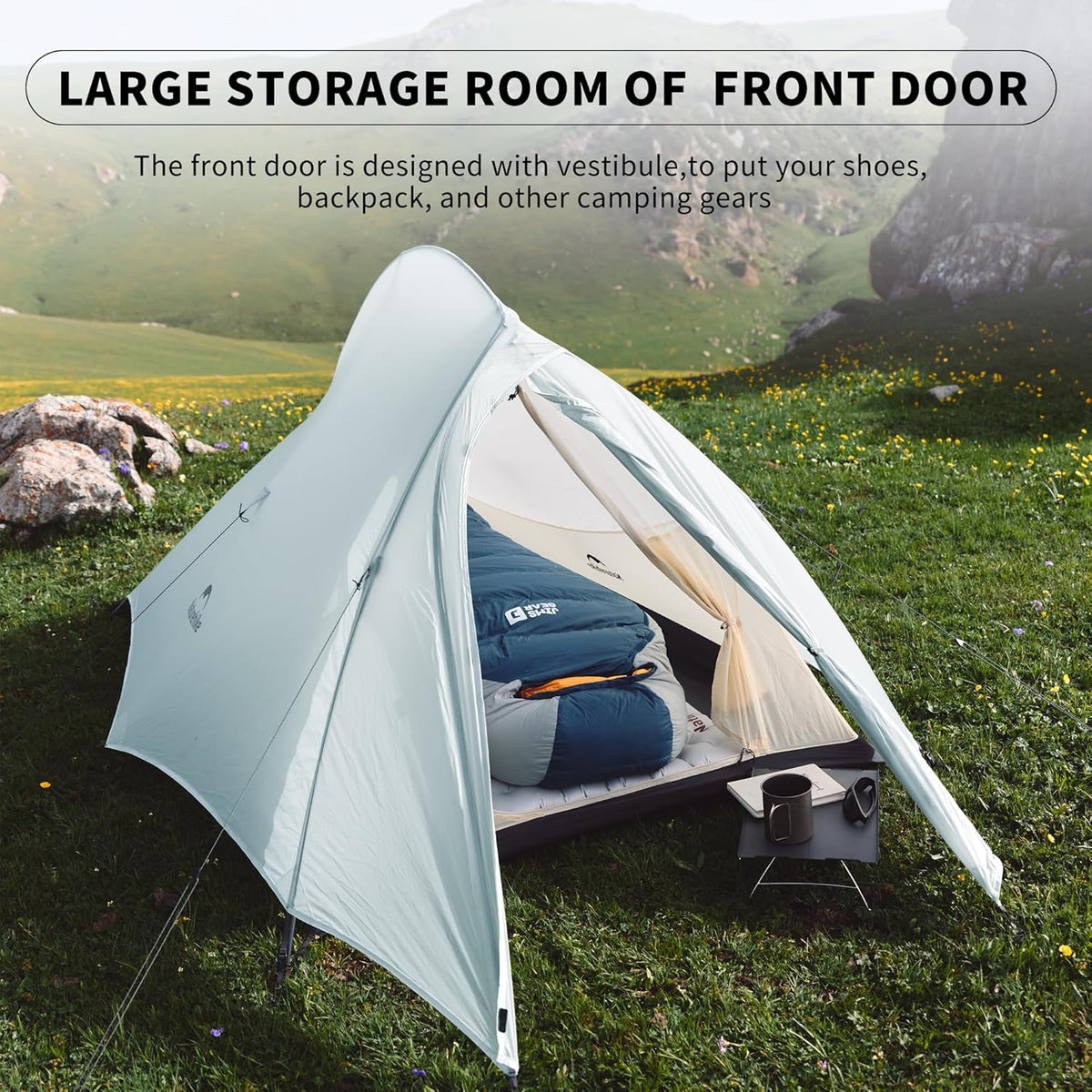 Naturehike Cloud-Up 1 Person Tent, Lightweight Backpacking Tents for One Man, Waterproof Ultralight One Person Tent for Camping Hiking Backpacking