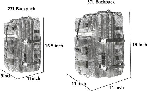 Falcon 27L Water-Repellent Hiking Backpack - Compact Camping Pack (Black)