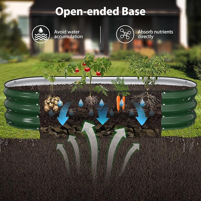 Winpull Raised Garden Bed Kit, 5x2x1 ft Galvanized Planter Box Outdoor with Safety Edging, Large Metal Raised Beds for Gardening Vegetables Flower Fruits (Moss Green)