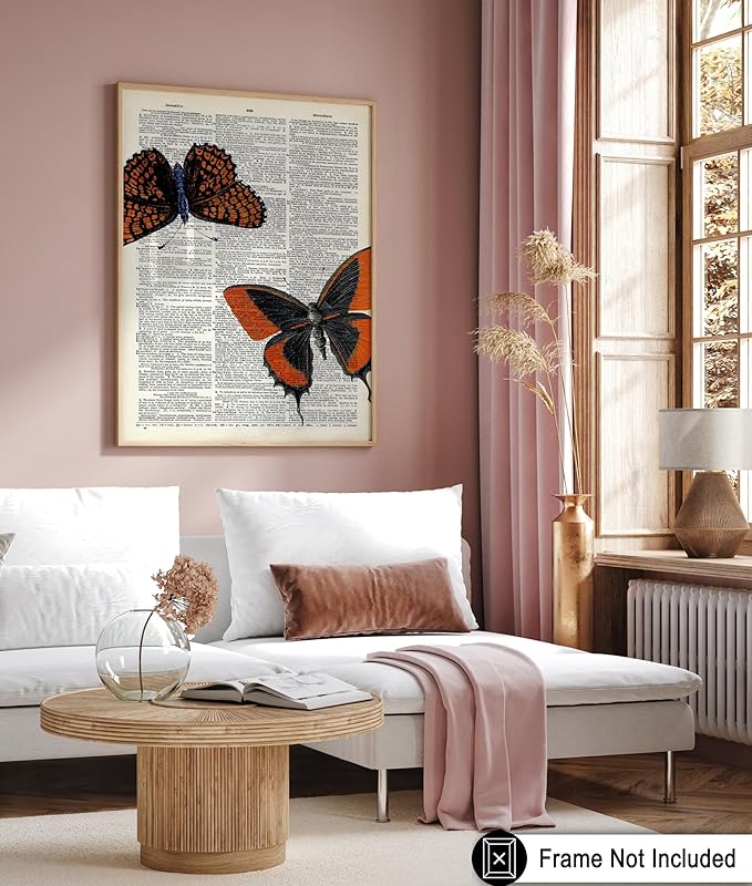 Poster Master Dictionary Art Poster - Butterflies Print - Moth Art - Butterfly Art - Insect Art - Gift for Men, Women & Animal Lover - Chic Decor for Living Room or Bedroom, 24x32 Unframed Wall Art