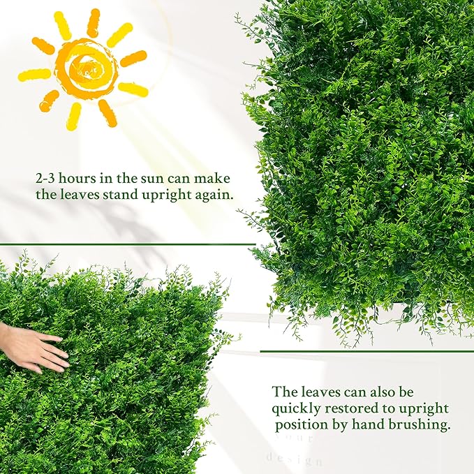 ODTORY Artificial Plants Hedge Wall Panels：20x20 Inch 8P UV-Anti Greenery