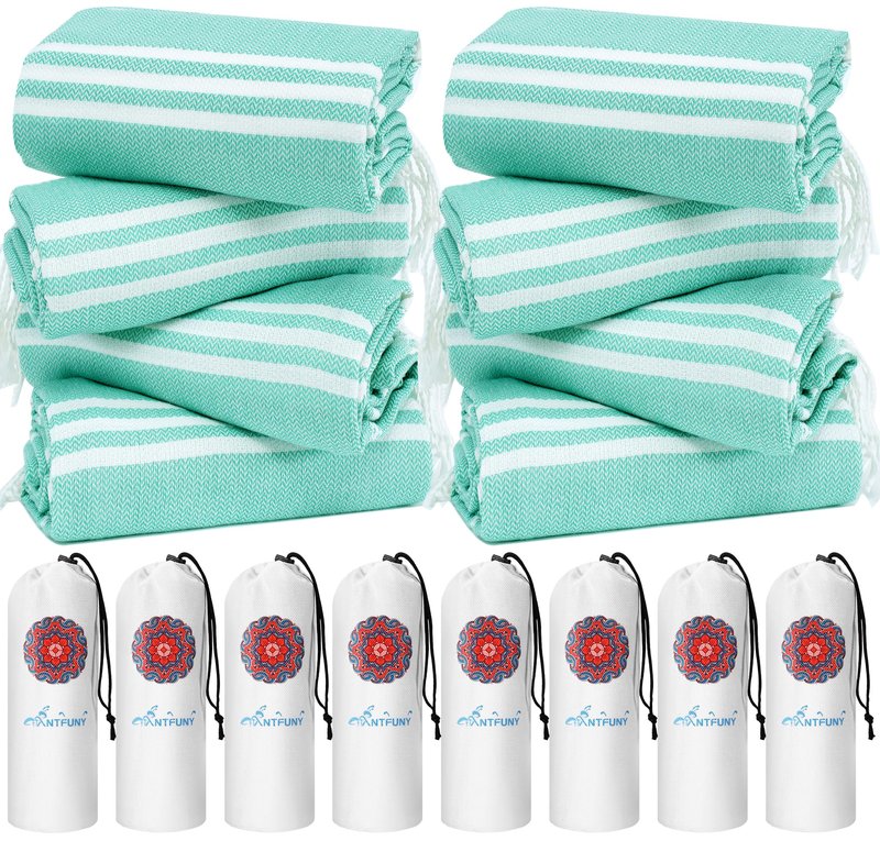8 Pack Turkish Beach Towels Quick Dry Sand Free Oversized Bath Pool Swim Towel Extra Large XL Blanket Adult Travel Cruise Accessories Must Haves Clearance Stuff Necessities Vacation Essentials