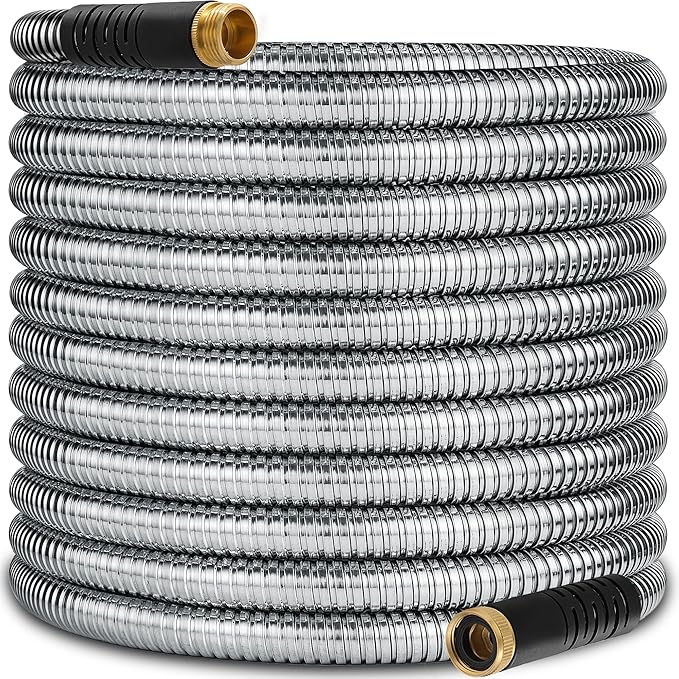 200 ft Stainless Steel Garden Hose - 2026 New Upgraded Metal Water hose - Flexible Water Hoses Pipes with Latex Core, 3/4" Solid Brass Connector - No-Expandable Watering Garden Hoses