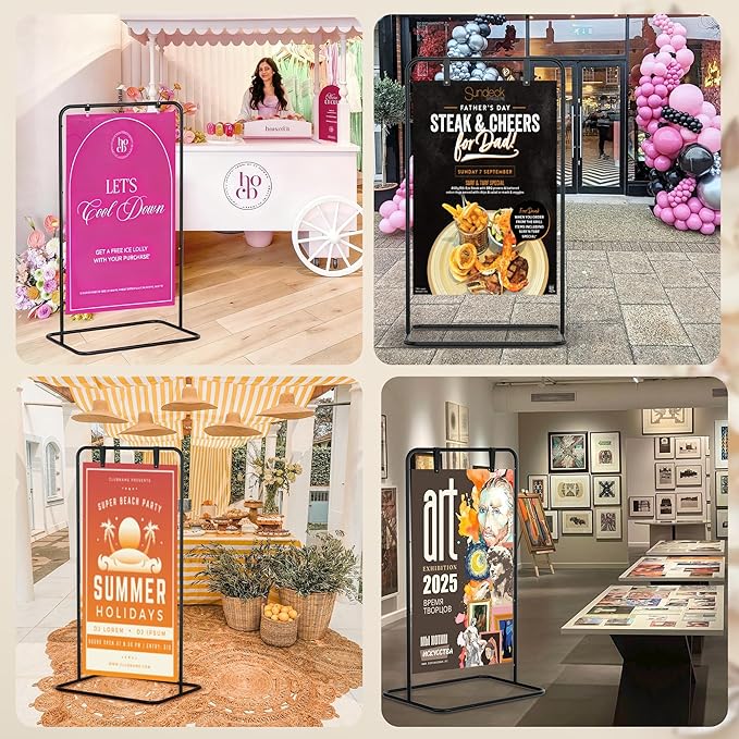 Jolitac Wedding Welcome Sign Holder, Adjustable Wedding Sign Stand Leather Hanging Straps & Design Bundle Heavy Duty Metal Easel Stand for Seating Charts, Bridal Showers, Birthday Party Displays