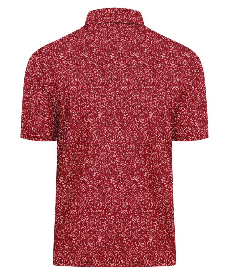 SWISSWELL Mens Golf Shirt Short Sleeve Moisture Wicking Print Polo Shirts for Men Performance Summer Tshirt Red L