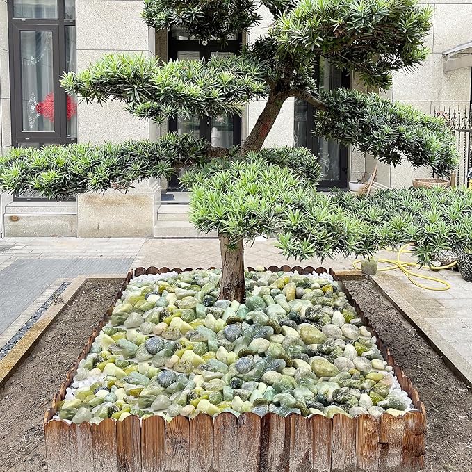 FANTIAN 40 lbs Jade River Rocks for Landscaping, 2-3 Inch Large Polished Pebbles. Decorative Green Gravel Stones for Plants, Vases and Garden