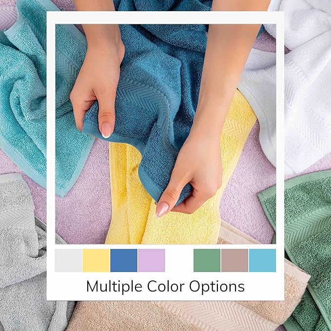 TEXTILOM 100% Turkish Cotton 4 Piece Luxury Washcloth Towel Set for Bathroom & Kitchen, Thick & Super Soft & Highly Absorbent & Quick Dry for Face and Hand- Green
