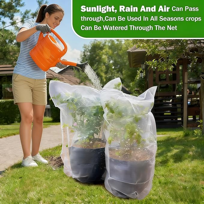 Drawstring Blueberry Netting for Bushes - 6 Pack 4.92×3.94Ft - Easy Install Reusable Garden Netting, Protective Mesh for Fruit Trees & Tomato Plants, Blocks Birds, Squirrels & Insects