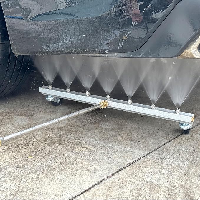 M MINGLE 24” Undercarriage Pressure Washer Attachment, Undercarriage Sprayer with 7 Nozzles, Under Car Washer with 3 Pieces Extension Wand, 4000 PSI