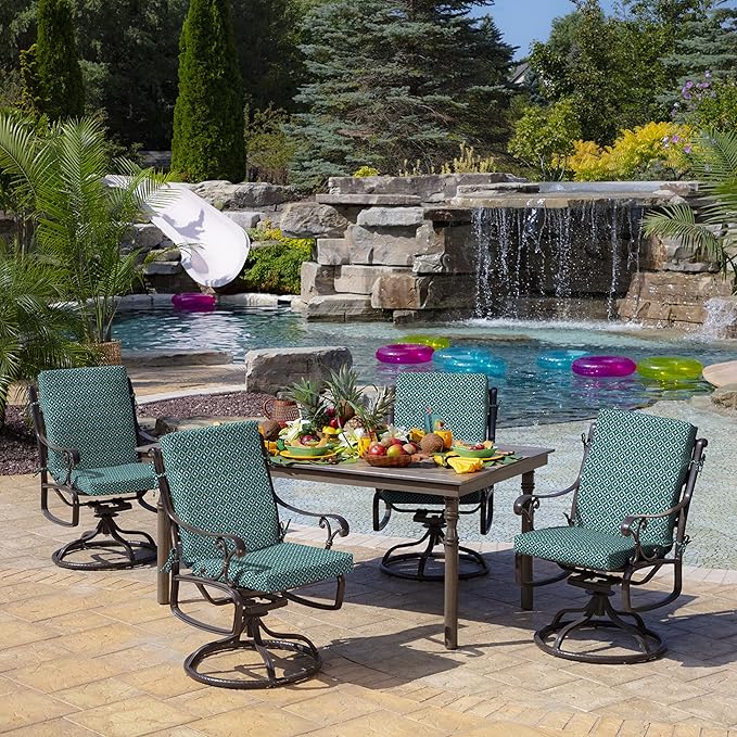 Arden 2-Pack Outdoor Patio Dining Chair Cushion, 20x44, Rain-Proof Seat Pad, Fade-Resistant Outdoor Cushion Alana Tile