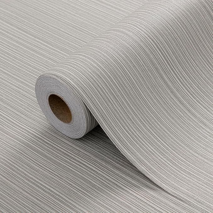 Mocha Brown Faux Grasscloth Wallpaper Peel and Stick Linen Textured 24"x394"