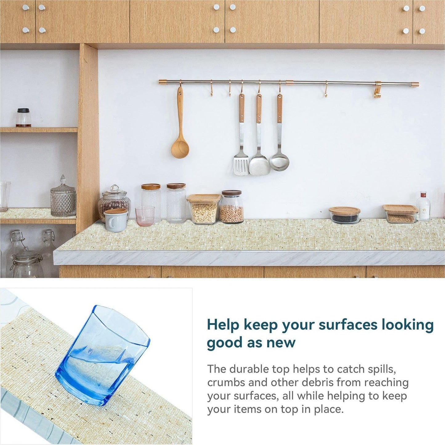 Shelf Liner Non Adhesive, 12 Inch x 10 Feet Cabinet Liners for Pantry Drawer Vanity, Drawer Liners Strong Grip Non Slip Waterproof, Shelf Liners for Kitchen Cabinets