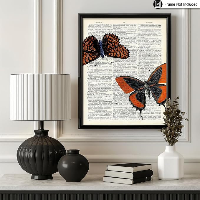 Poster Master Dictionary Art Poster - Butterflies Print - Moth Art - Butterfly Art - Insect Art - Gift for Men, Women & Animal Lover - Chic Decor for Living Room or Bedroom, 24x32 Unframed Wall Art