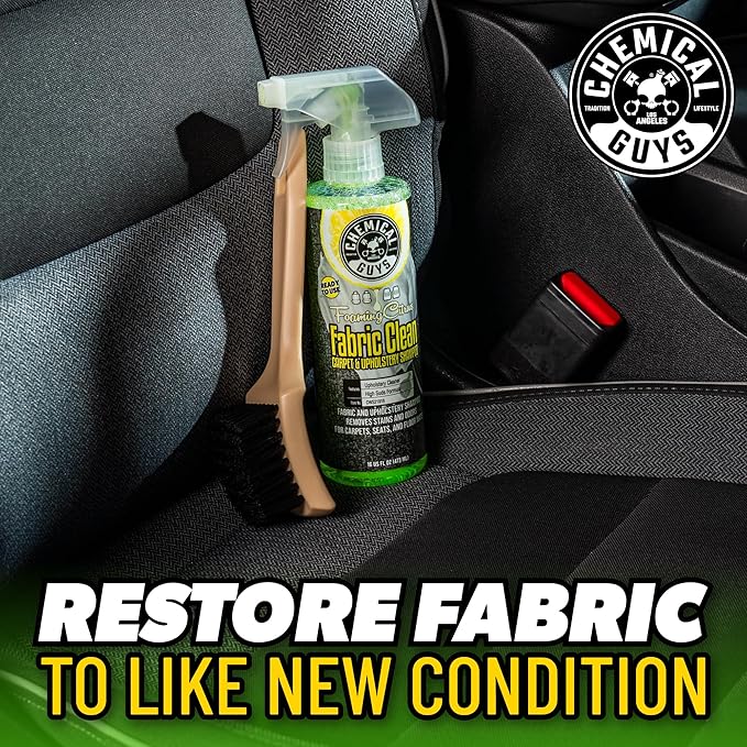 Chemical Guys Sprayable Citrus Fabric Clean Carpet & Upholstery Cleaner (Car Carpets, Seats & Floor Mats), 16 fl oz, Citrus Scent + Induro 7 Heavy Duty Nifty Interior Brush - HOL463