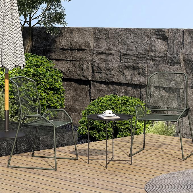 End Table Set of 2,Outdoor Side Table, Small Patio Round Folding Metal Black Side Tables for Outdoor,Living Room,Balcony and Office,Φ18.5" x 19.9"H，2 PCS