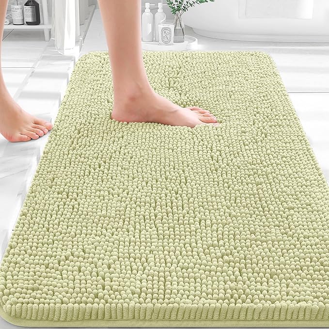 OLANLY Bathroom Rugs 30x20, Extra Soft Absorbent Chenille Bath Rugs, Rubber Backing Quick Dry, Machine Washable Bath Mats for Bathroom Floor, Tub and Shower, Home Decor Accessories, Vanilla