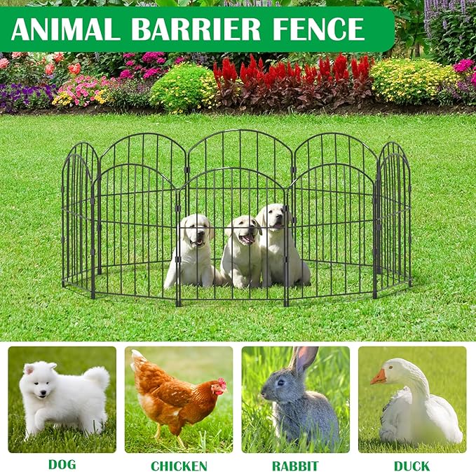 VANCASTLE Decorative Garden Fence 25 Panels, Total 26ft (L) x 24in (H) Rustproof Metal Wire Fencing Border Animal Barrier, Flower Edging for Landscape Patio Yard Outdoor Decor, Arched