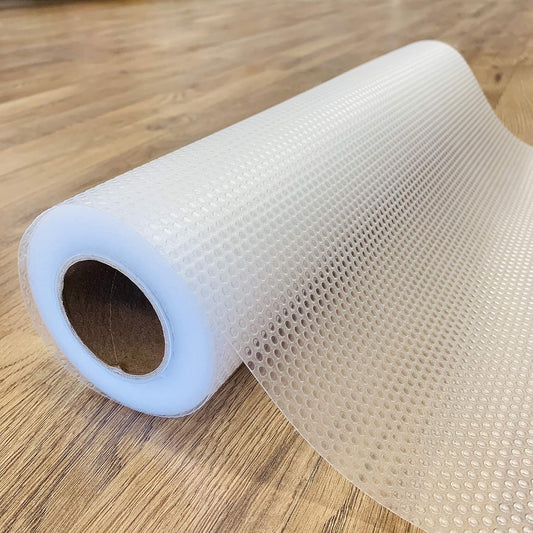 EVALAND 17.7" x 33 FT Non-Slip Shelf Liner, Non-Adhesive, BPA-Free, Waterproof Pantry Liner for Shelves, Easy to Cut, Oil-Proof Shelf Liners for Kitchen, Cabinets, Drawers, Refrigerator, Clear