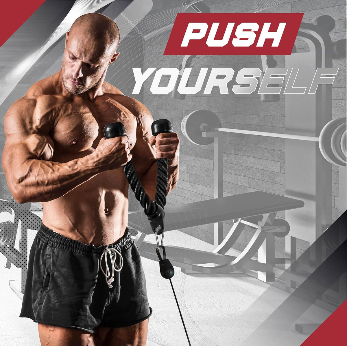 Yes4All Cable Machine Attachment - Versatile Row Handles & Tricep Rope | Supports 880 LB for Home Gym