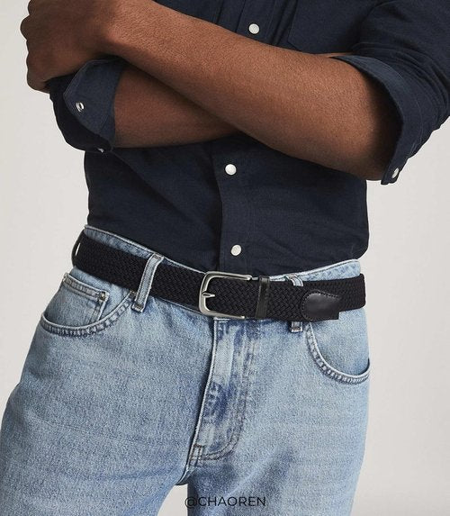 CHAOREN Mens Belt - Braided Stretch Golf Belt for Comfortable Fit | Perfect for Casual Shorts & Jeans