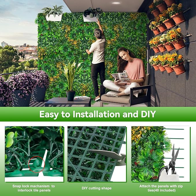 Grass Wall Panels, UV-Anti Faux Greenery Plant Boxwood Panels
