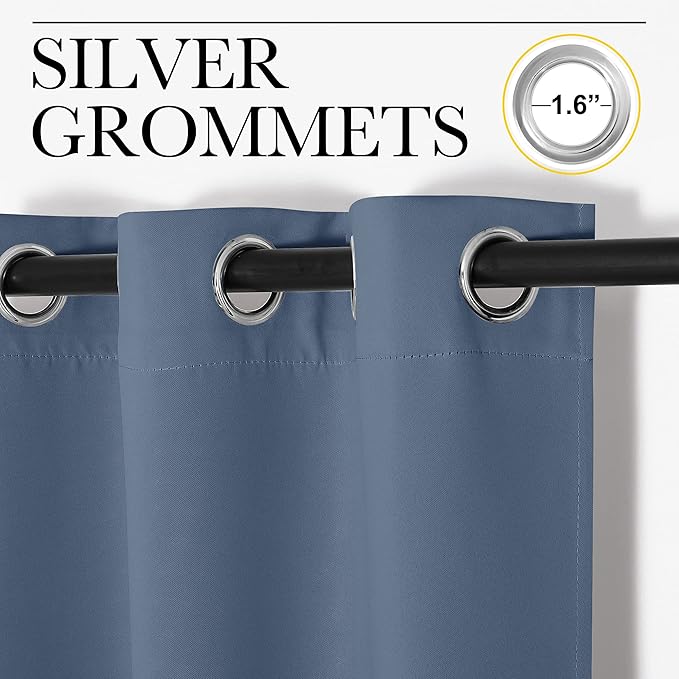 NICETOWN Thermal Insulated Curtains Blackout Draperies, Stone Blue, 29 by 40