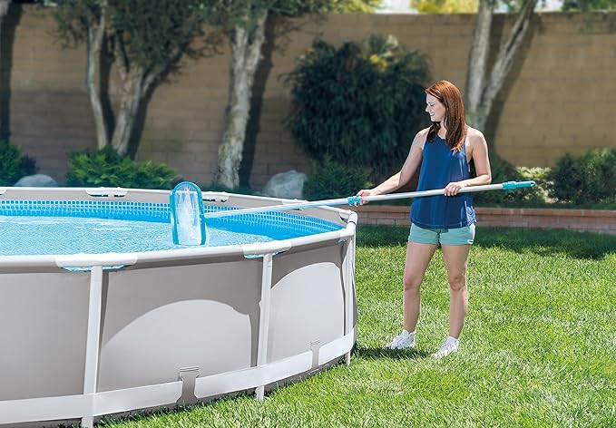 Intex 29057E Deluxe Pool Cleaning Kit for Above Ground Pools: Includes Deep Mesh Skimmer – Curved Wall Brush – Vacuum Head