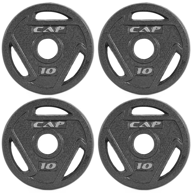 CAP Barbell 10 LB Cast Iron Olympic 2-Inch Grip Weight Plate - Set of 4 | Black