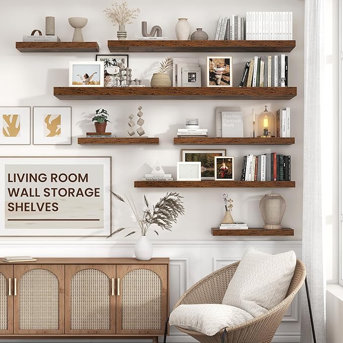 Floating Shelves for Wall 24 inch Long, Engineered Wood Wall Shelves