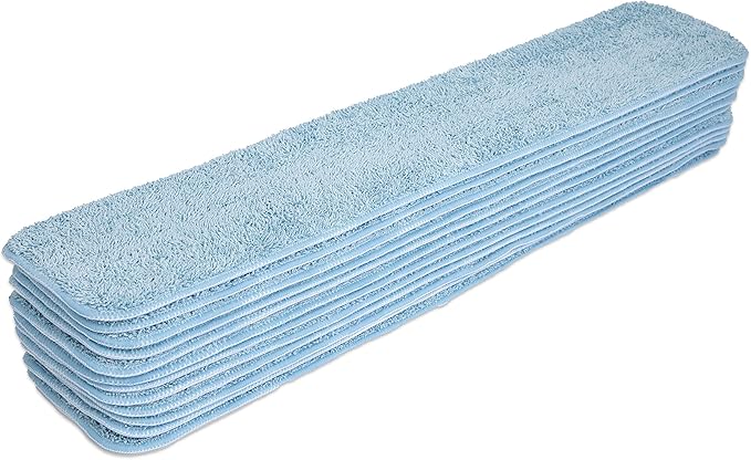 Arkwright Spray Mop Replacement Pads - (Pack of 12) Bulk Microfiber Flat Dry and Wet Refill Mop Pads Floor Cleaning, Compatible with Bona and Rubbermaid, Fits All Mop Heads, 24 in, Blue