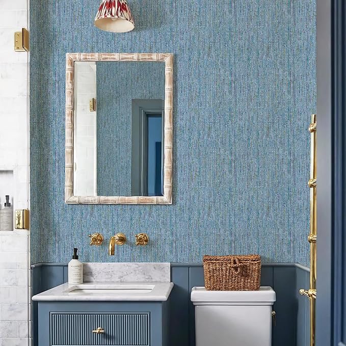 JiffDiff Woven Wallpaper Peel and Stick 17.3" x 120" Colorful Paint Grasscloth