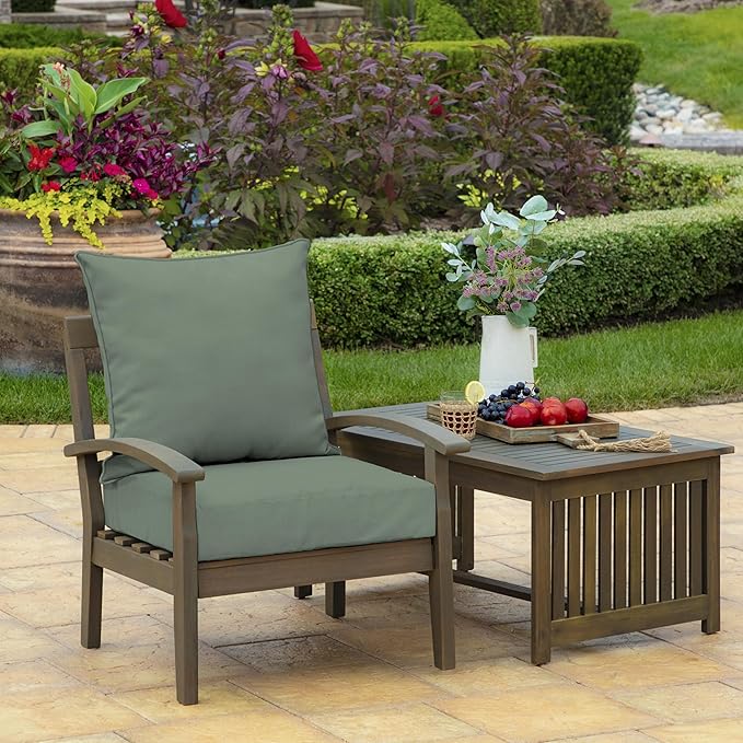 Arden earthFiber Outdoor Deep Seat Cushion Set (4-Pack), 22 in x 24 in, Weather-Proof, Rain-Proof, Fade Resistant Patio Cushion for Chair, Sofa, and Couch Sage Green Texture