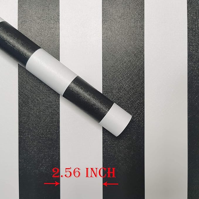 Guvana 197"x17.7" Black and White Stripe Contact Paper Peel and Stick Wallpaper