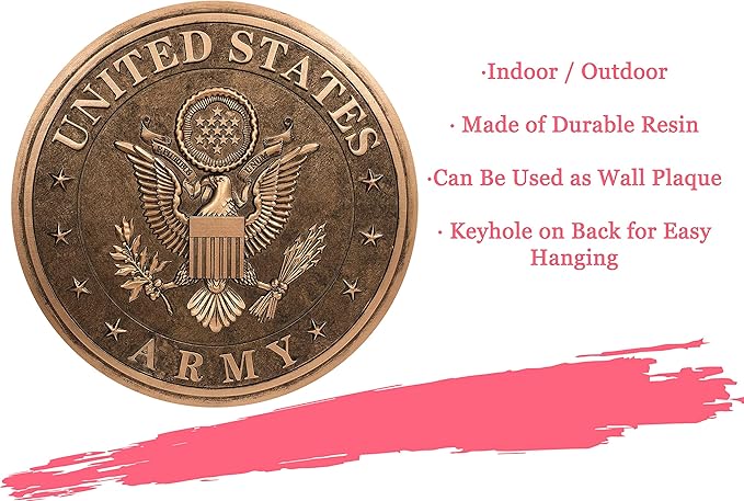 Spoontiques - Garden Décor - U.S. Army Bronze Tone Stepping Stone - Decorative Stone for Garden