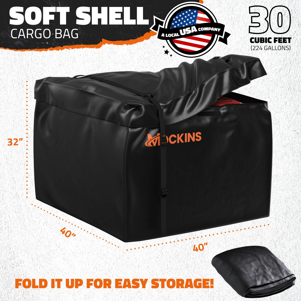Mockins 30 CuFt Square Weatherproof Trailer Hitch Cargo Carrier Bag