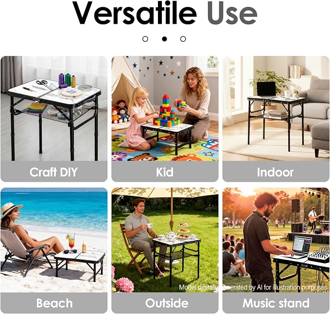Folding TV Trays Foldable Dinner Tray Table Adjustable Height Food Snack Eating Couch Side Table Sturdy Aluminum Portable Sofa Tray End Table for Outdoor Indoor Camp Pinic Bed Couch Living Room Marble
