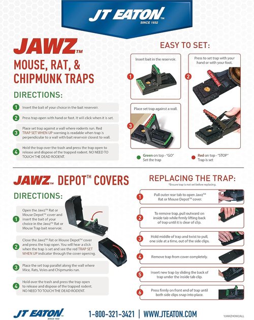 JT Eaton Jawz Mouse Traps - Covered Design for Effective Rodent Control | Durable & Reliable