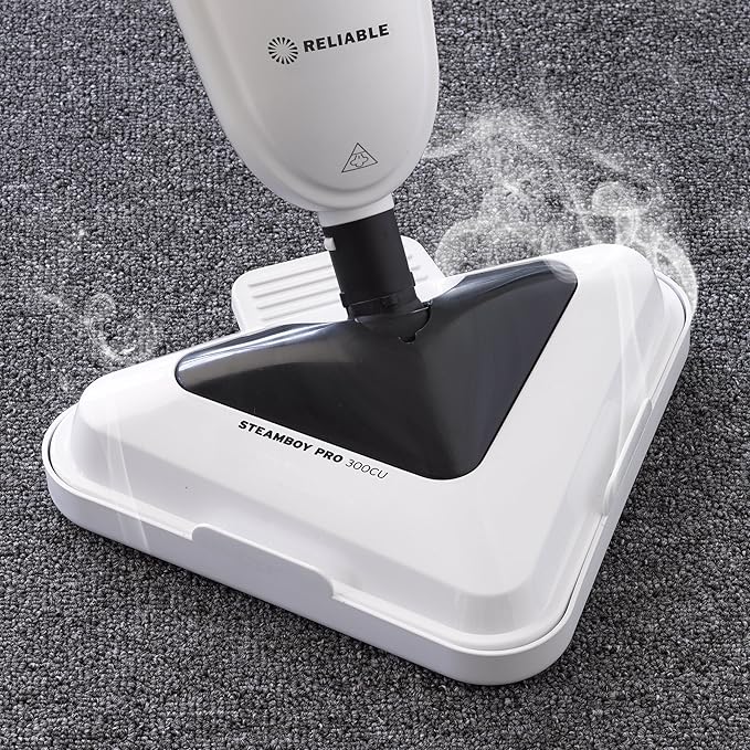 Reliable 300CU Steamboy Pro 3-in-1 Scrub and Steam floor mop with carpet glide - Electric steam scrubber, steam cleaner with 4 microfiber pads, for tile, grout, hardwood floors, 180-degree swivel head