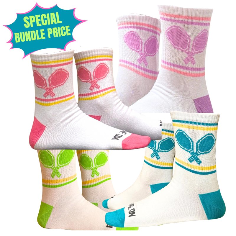 PBF Pickleball Socks Womens Gift Quarter Length Multicolor Bundle Paddles Athletic Moisture Wicking Dri Fit Cotton