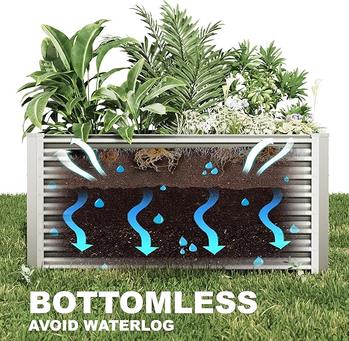 8x4x2ft Raised Garden Bed Kit, Galvanized Planter Garden Boxes Outdoor, Metal Raised Garden Beds for Vegetables,Fruits, Flower