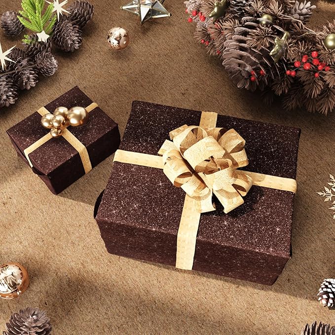CRE8TIVE 8"x354" Glitter Wallpaper Dark Brown Peel and Stick Wallpaper Border