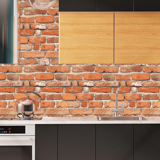 Faux Brick Peel and Stick Wallpaper 17.7" x 393" Contact Paper