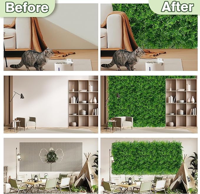 Greenery Faux Grass Wall Backdrop 60"x128" UV-Anti Artificial Green Boxwood
