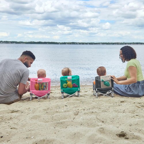 Bright Starts Pop 'N Sit Portable Booster - Versatile Floor Seat with Feeding Tray, Grey | 6 Mos - 3 Yrs