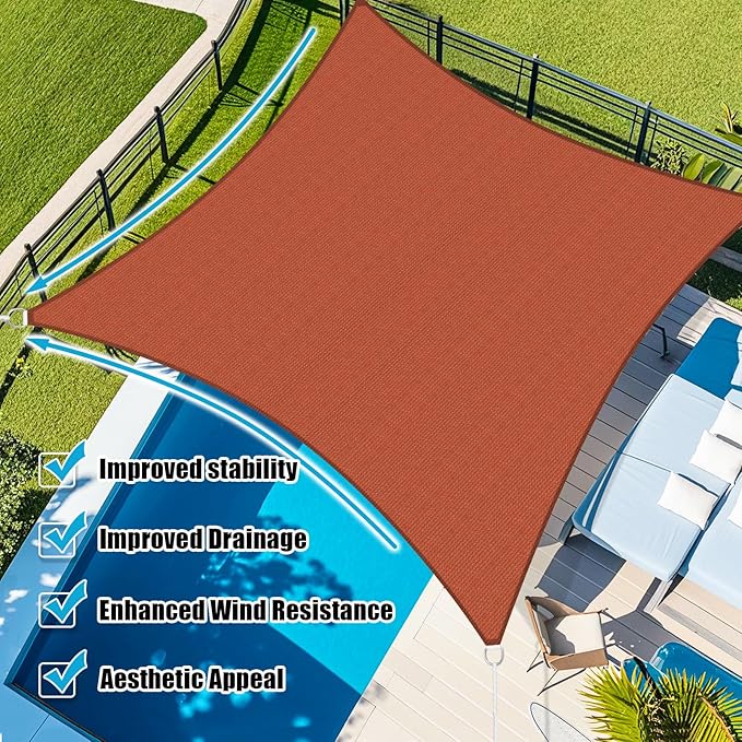Amagenix Sun Shade Sail 5X9 Curved Edge Outdoor Shade Canopy Rust Red Breathable 95% UV Block Shade Cloth for Patio Garden Backyard (We Make Custom Size)