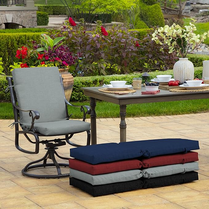Arden 4-Pack Outdoor Patio Dining Chair Cushion, 20x44, Rain-Proof Seat Pad, Fade-Resistant Outdoor Cushion Stone Grey Leala