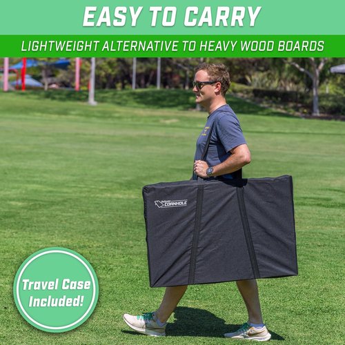 GoSports Portable Cornhole Set - 4 x 2 Ft or 3 x 2 Ft Options | Includes 8 Bean Bags & Travel Case