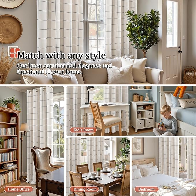 Lajode Linen Blackout Curtains for Bedroom