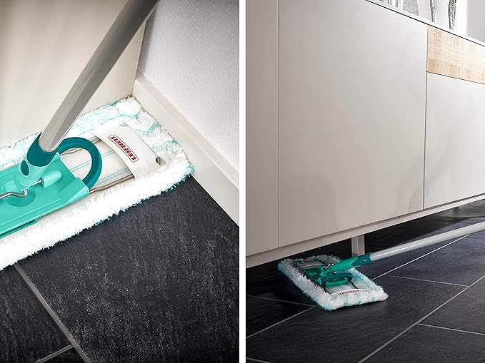 Leifheit Profi XL Floor Washer, Microfibre mop with Micro Duo & Static Plus Washable Covers, 140 cm Steel Handle, Flat Broom, Household Accessory for All Types of Floors, 360° Head