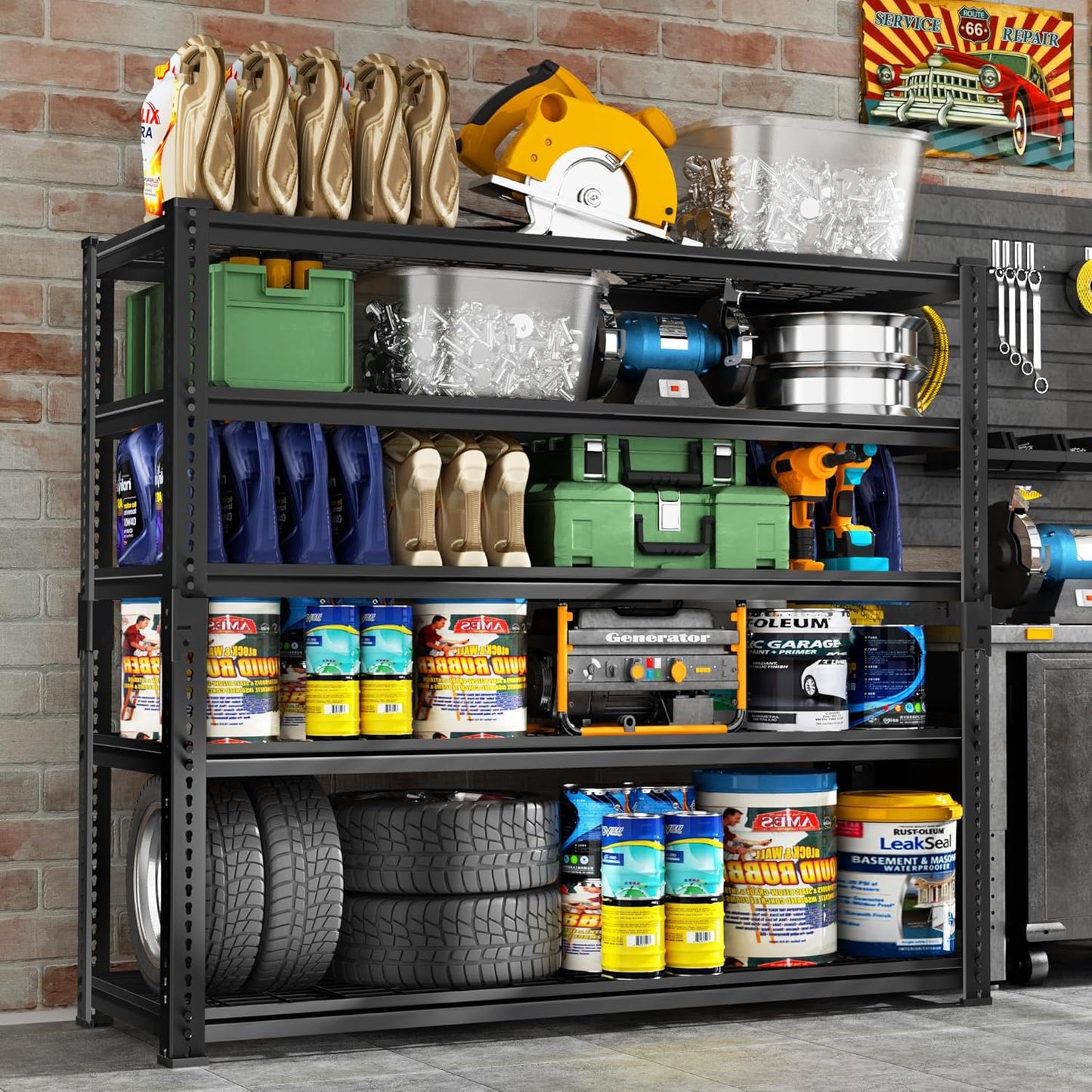 Storage Shelves Heavy Duty, 48" L x 18" W x 72" H Garage Wire Shelving Unit Loads 2800LBS, 5-Tier Adjustable Metal Industrial Utility Shelf Rack for Kitchen, Laundry Room, Pantry, Warehouse, Basement